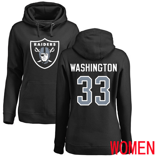 Oakland Raiders Black Women DeAndre Washington Name and Number Logo NFL Football #33 Oakland Raiders Jersey
